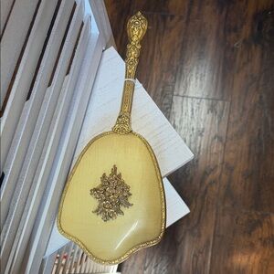 Ornate Vintage Gold and Cream Decorative Hand Mirror